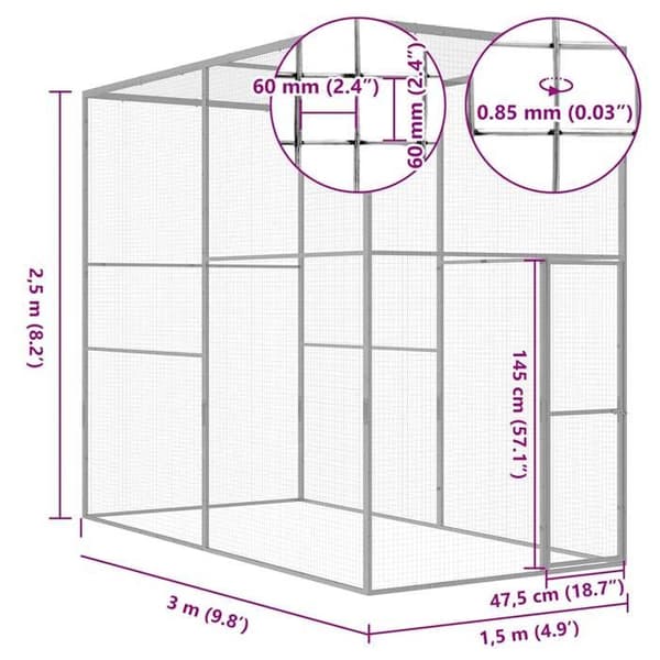Kattbur - Exklusivt hus - Galvaniserat stål - 3 x 1,5 x 2,5 m - Låsbart dörr