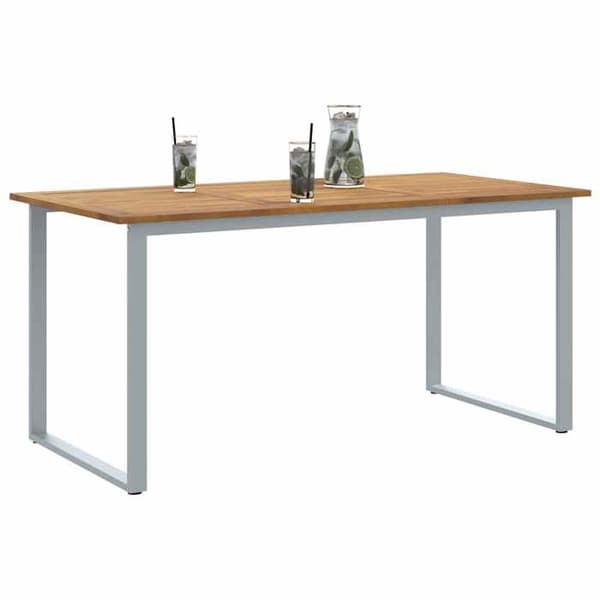 Havemøbel - EKSKLUSIV HUS - 160 x 80 x 75 cm - Massivt akacietræ - Stålramme - Grå, leveres samlet Grå
