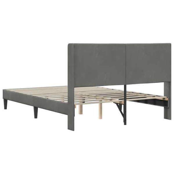 Maison Exclusive - Sängram med huvudgavel Mörkgrå 153 x 203 cm Sammet