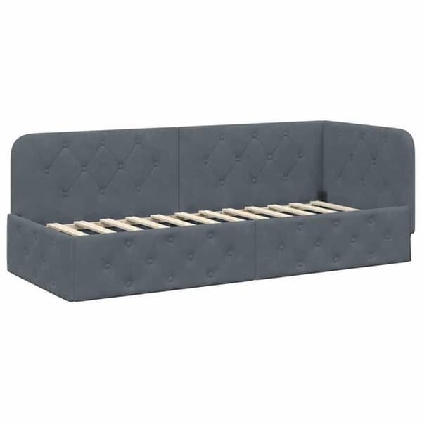 Maison Exclusive - Mörkgrå hörnsängram 80 x 200 cm Sammet