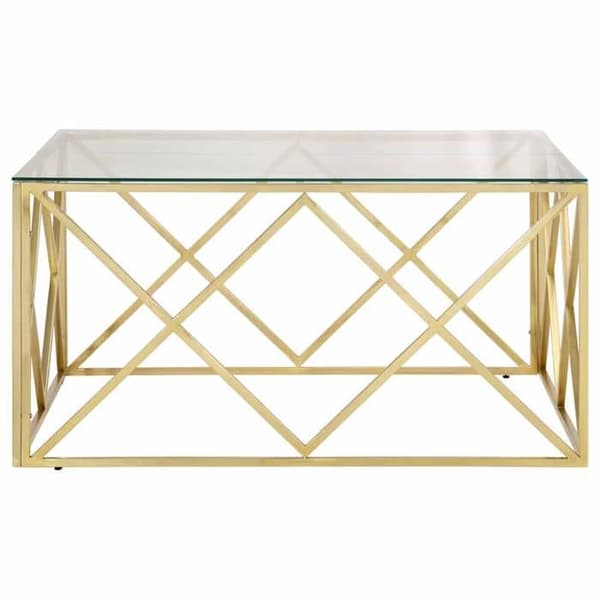 Bord - EKSKLUSIV HUS - Hærdet glas - Rustfrit stål - Guld - Nem vedligeholdelse gyllene