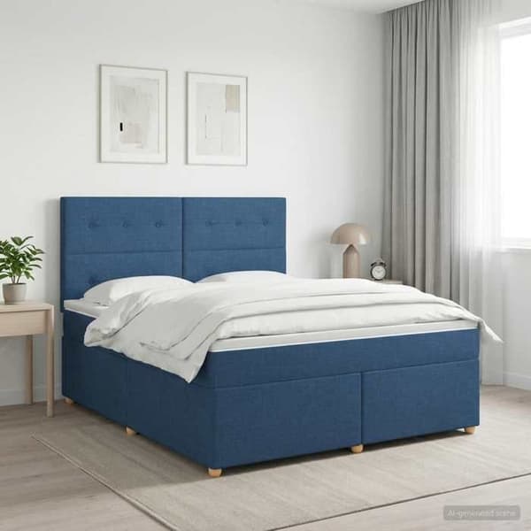 Maison Exclusive - Boxspring säng med madrass Blå 160 x 200 cm Tyg Blå