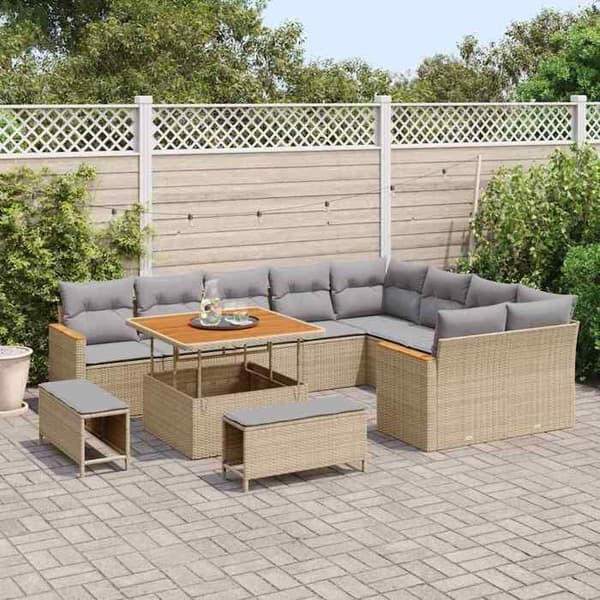 Maison Exclusive - Trädgårdsoff-set 12 delar 9-sits Beige beige