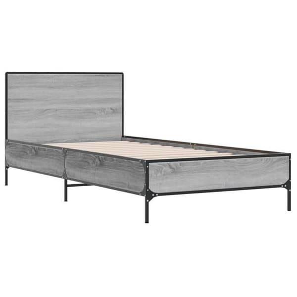 Sengestel - EKSKLUSIV HUS - 100x200 - Sonoma grå - Spånplader - Robuste metalben sonoma grå