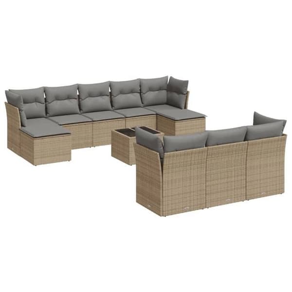 Havemøbler - EKSKLUSIVT HUS - Modulerbart - Beige - 11 dele - Flettet harpik beige