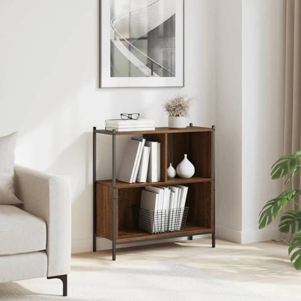 Maison Exclusive - Bibliotek i brunt egetræ 72x28x77,5 cm ingeniørtræ