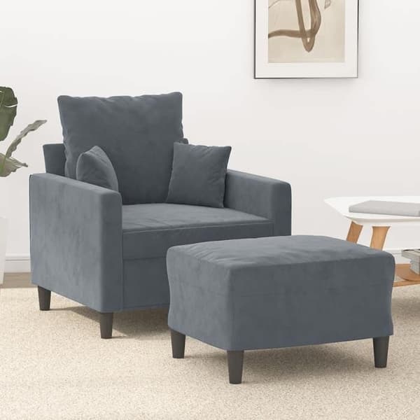 Maison Exclusive - Fåtölj med fotpall Mörkgrå 60 cm Sammet Mörkgrå