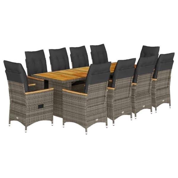 Ensemble bistro - MAISON EXCLUSIVE - 11 dele - Grå - Holdbar poly rattan - Akacietræ bordplade Grå