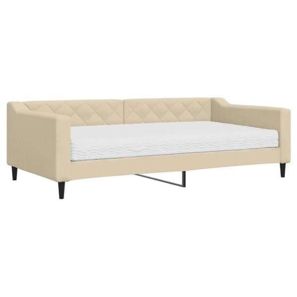 Maison Exclusive - Dagbädd med krämfärgad madrass 100x200 cm tyg Grädde