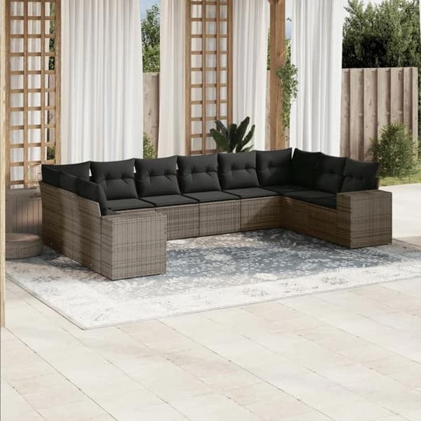 Havemøbler - MAISON EXCLUSIVE - 10 dele - Grå - Flettet harpik (poly rattan) - Modulerbar med opbevaring grå