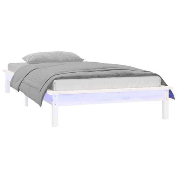 Maison Exclusive - Hvid LED-sengramme 90x190 cm enkel massiv træ Vit