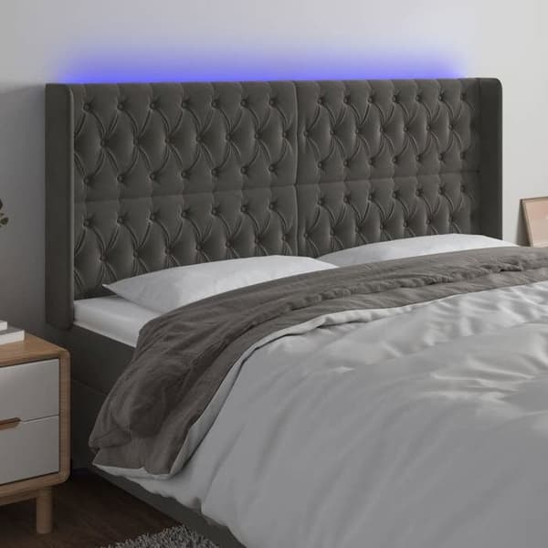 Maison Exclusive - LED-päätyharso Tummanharmaa 203x16x118/128 cm Sametti mörkgrå