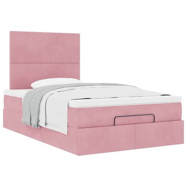Maison Exclusive - Ottoman sängram med rosa madrass 120x200 cm sammet Ros