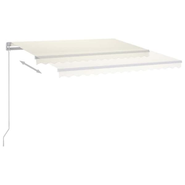 Utrækkeligt markise - EKSKLUSIV HUS - 450x350 cm - Solcelle LED - Aluminiumramme - Polyester PU Grädde