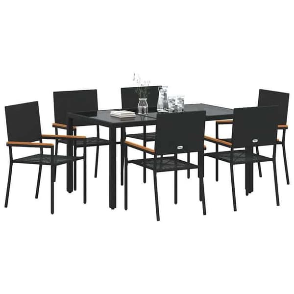 Maison Exclusive - 7 pc have spisebordssæt i sort polyrotin Svart