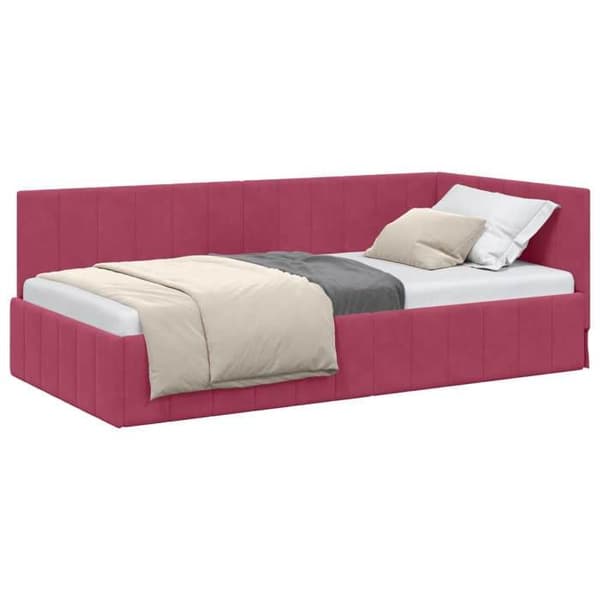 Maison Exclusive - Hörnsängram Bordeaux 90 cm x 200 cm Sammet