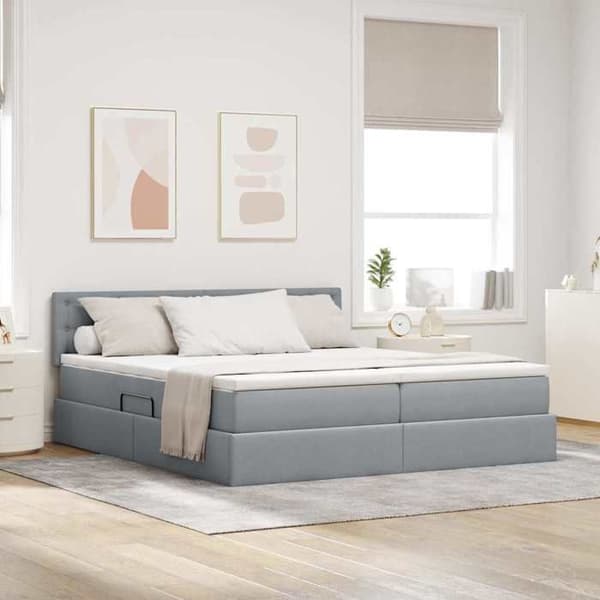 Maison Exclusive - Opbevaringsseng Lys Grå 200 x 200 cm Syntetisk Læder Ljusgrått