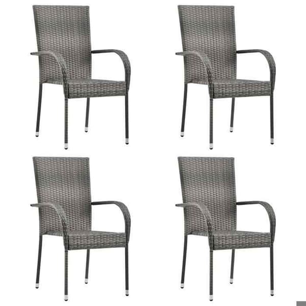 Maison Exclusive - Stapelbara utomhusstolar set om 4 Grå flätad resin grå