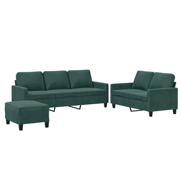 Maison Exclusive - Sæt af 3 sofaer med puder Mørkegrøn Velour