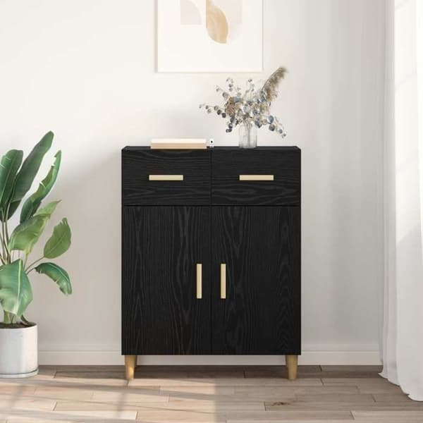 Maison Exclusive - Buffet Sort egetræ 34 x 69,5 x 89 cm Ingeniørtræ svart ek