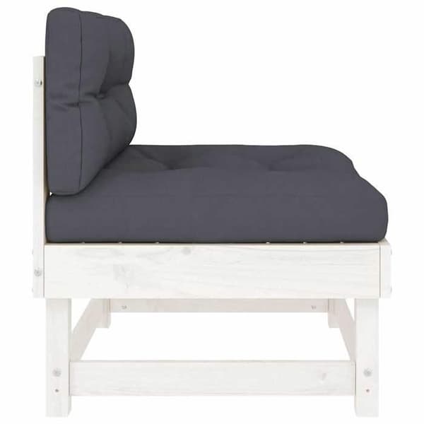 Maison Exclusive - Centrala soffor med kuddar 2 st vit massiv furu