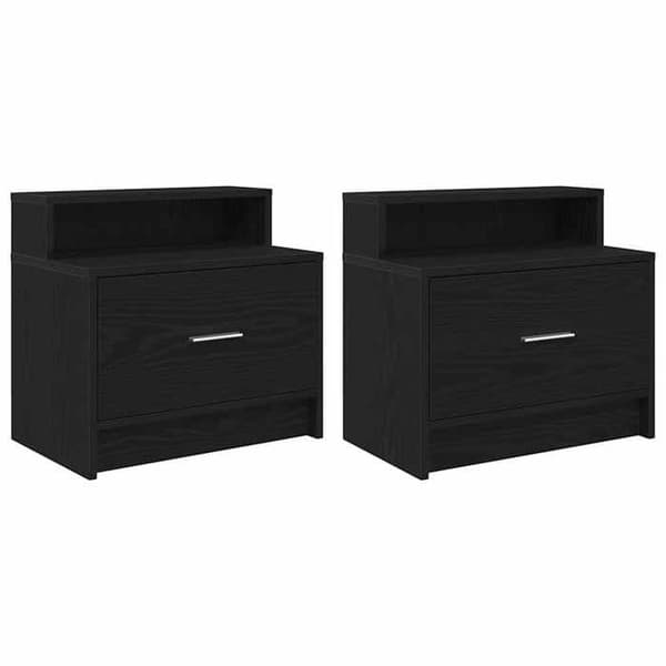 Maison Exclusive - Natborde med skuffe 2 stk. egetræ sort 51x31x47 cm