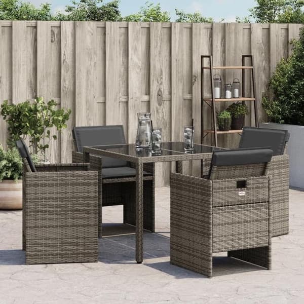 Maison Exclusive - Trädgårdsstolar med kuddar, set om 4, grå flätad resin