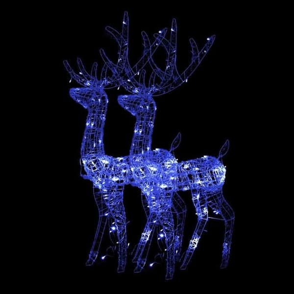 Julepynt - EKSKLUSIV HUS - Rensdyr 120 cm - Akryl - 140 multicolor LED - USB Blå