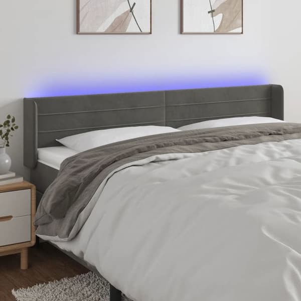 Maison Exclusive - LED Hovedgærde Mørkegrå 203x16x78/88 cm Velour mörkgrå