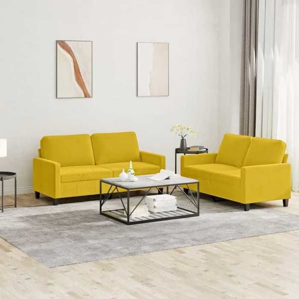 Maison Exclusive - Sæt af 2 sofaer med puder Gul Velour