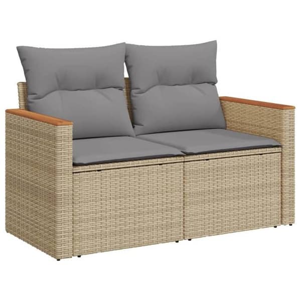 Maison Exclusive - Trädgårdsmöbler med kuddar 8 delar blandning beige flätad resin