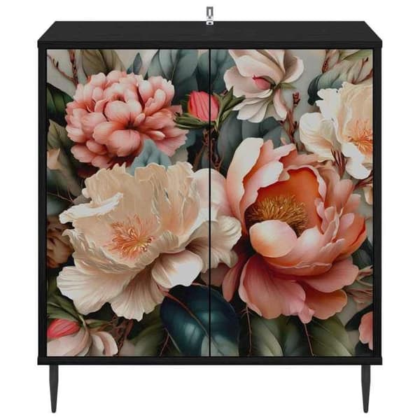 Maison Exclusive - Buffet BORNE Sort egetræ 69 x 33 x 76 cm Ingeniørtræ