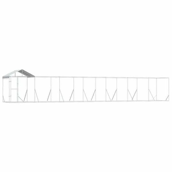 Maison Exclusive - Ulkoilma koirankoppi hopeakatolla 14x2x2,5 m