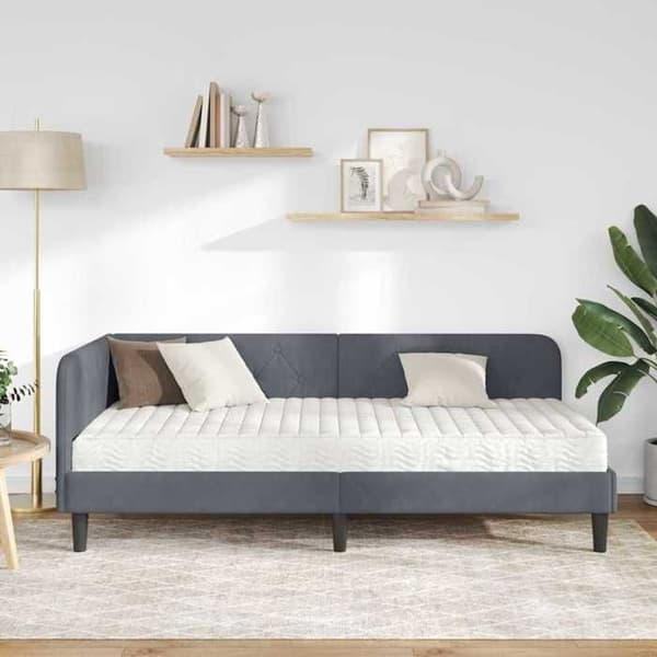 Maison Exclusive - Mörkgrå hörnsängram 90 x 200 cm Sammet