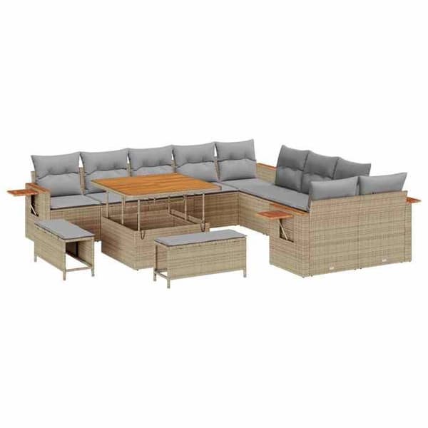 Trädgårdsoffmöbel - EXKLUSIVT HEM - Set 13 delar - Beige - Poly rattan - Modulär beige