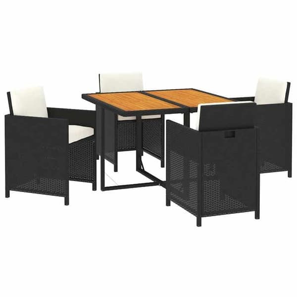 Maison Exclusive - Have spisebordssæt med puder 5 dele poly rattan sort Svart