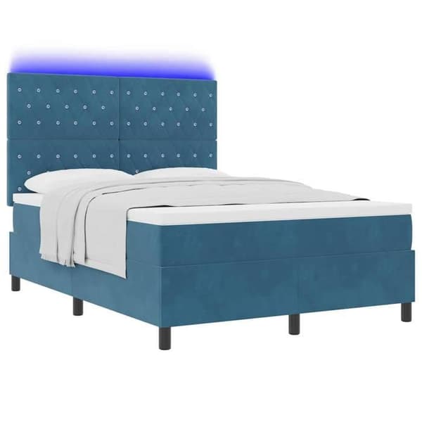 Maison Exclusive - LED-jousipatja tummansinisellä 140 x 190 cm sametilla