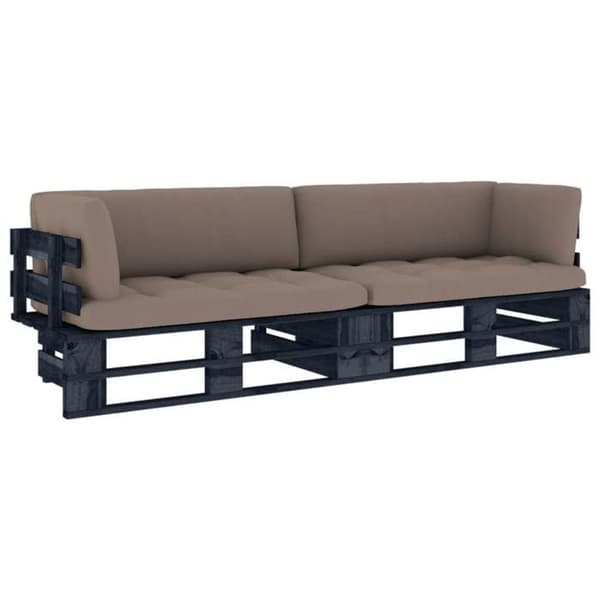 Maison Exclusive - Sofa palet 2 pladser med puder Fyr imprægneret med sort