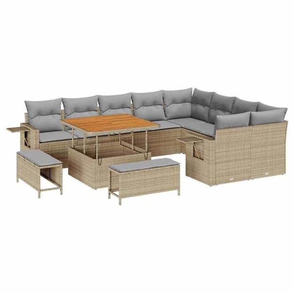 Maison Exclusive - 12 osan puutarhakalustesarja 11 paikkaa Beige ja Vaaleanharmaa