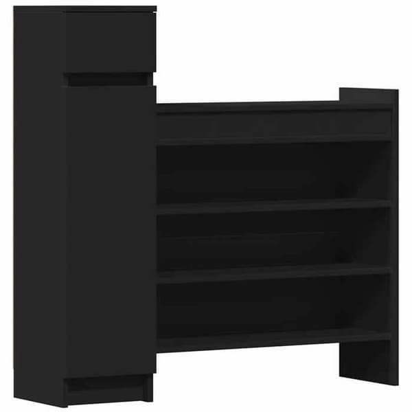 Skoark - MAISON EXCLUSIVE - 100,5 x 28 x 100 cm - Sort - Ingeniørtræ - 1 skuffe 2 døre Svart