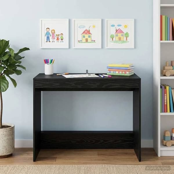 Maison Exclusive - Sengebord i sort egetræ, ingeniørtræ 100 x 45 x 75 cm svart ek