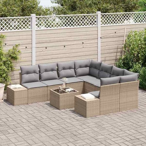 Maison Exclusive - 9-delt have-sofa sæt i beige og grå polyrotin