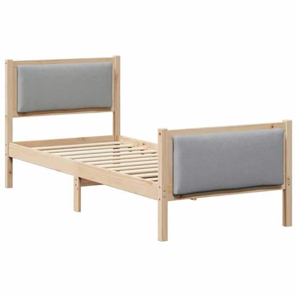 Sengestel - EKSKLUSIV HUS - Moderne model - Massiv fyr - Polyester hovedgærde - Lamelseng
