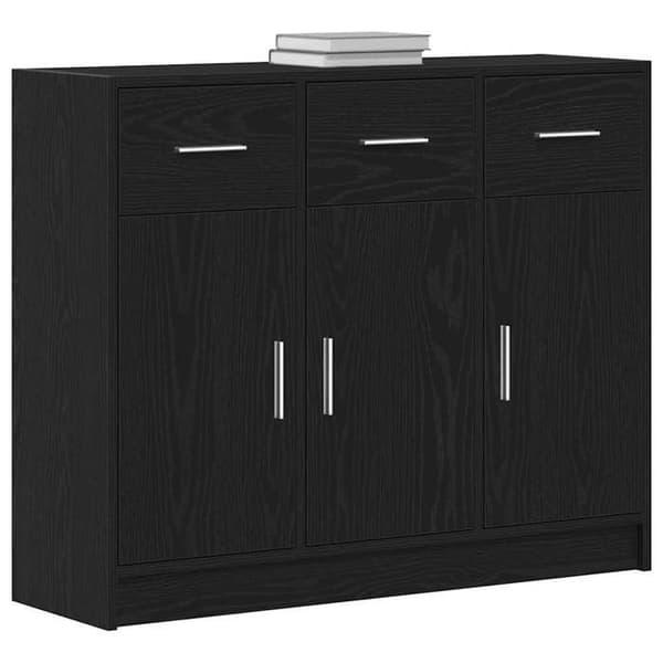 Maison Exclusive - Buffet i sort egetræ 91 x 28 x 75 cm ingeniørtræ