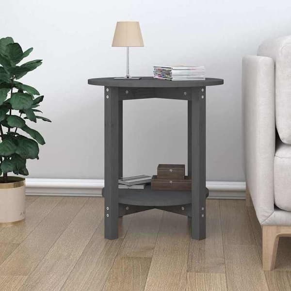 Soffbord - EXKLUSIV HEM - Ø55 x H60 cm - Massivt furu - Rund - Grå Grå