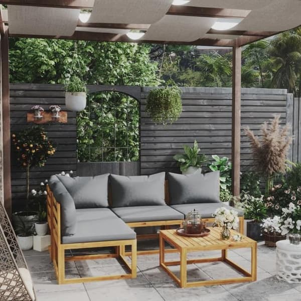 Maison Exclusive - Havegruppe 5 stk med pude i solid akacietræ