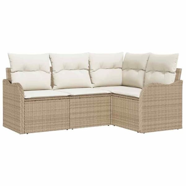 Maison Exclusive - 4 osan beige polyrottinkinen puutarhakalustesetti