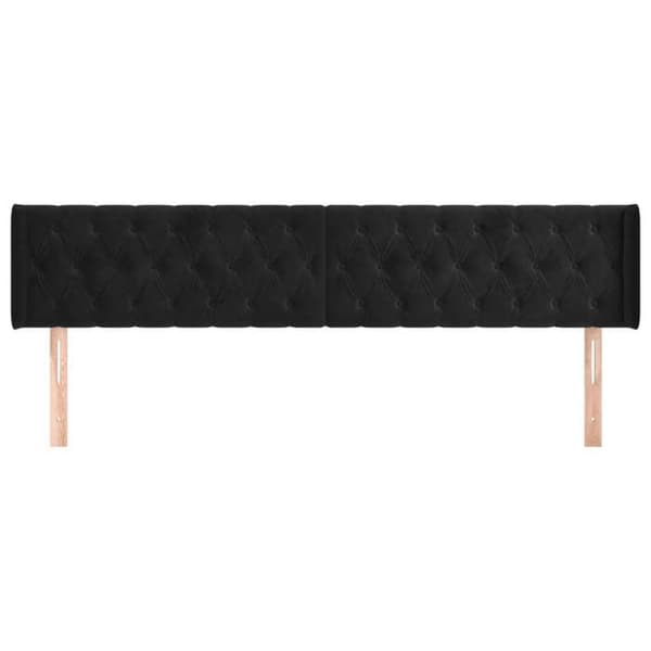 Maison Exclusive - Päätylevy korvilla Musta 203x16x78/88 cm Sametti Svart