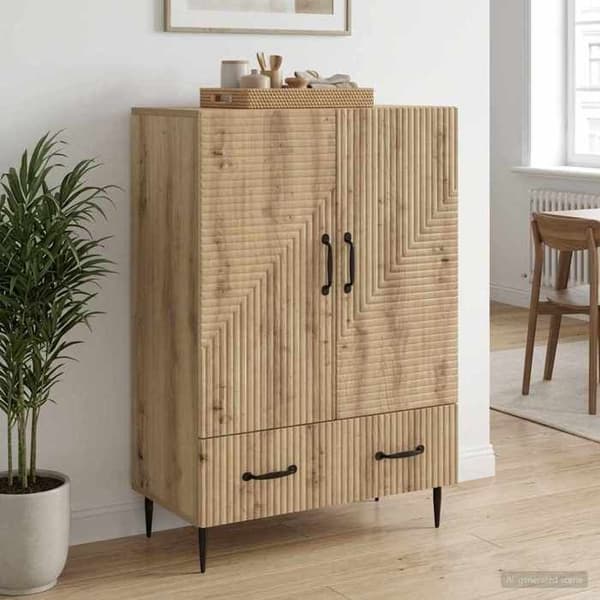 Maison Exclusive - Buffet i håndlavet egetræ 66 x 34,5 x 95 cm Ingeniørtræ