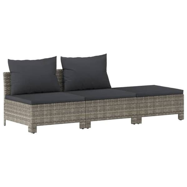 Maison Exclusive - Trädgårdsmöbler 7 delar med kuddar Grå Flätad resin